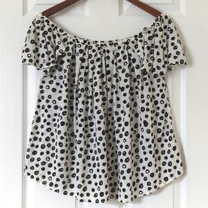 Maeve Anthropologie Garden Grove Off The Shoulder Flutter Cap Sleeve Top Ivory S